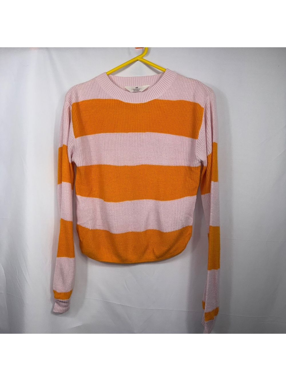 H&M Girls 16/18 Pink Orange Striped Knit Sweater